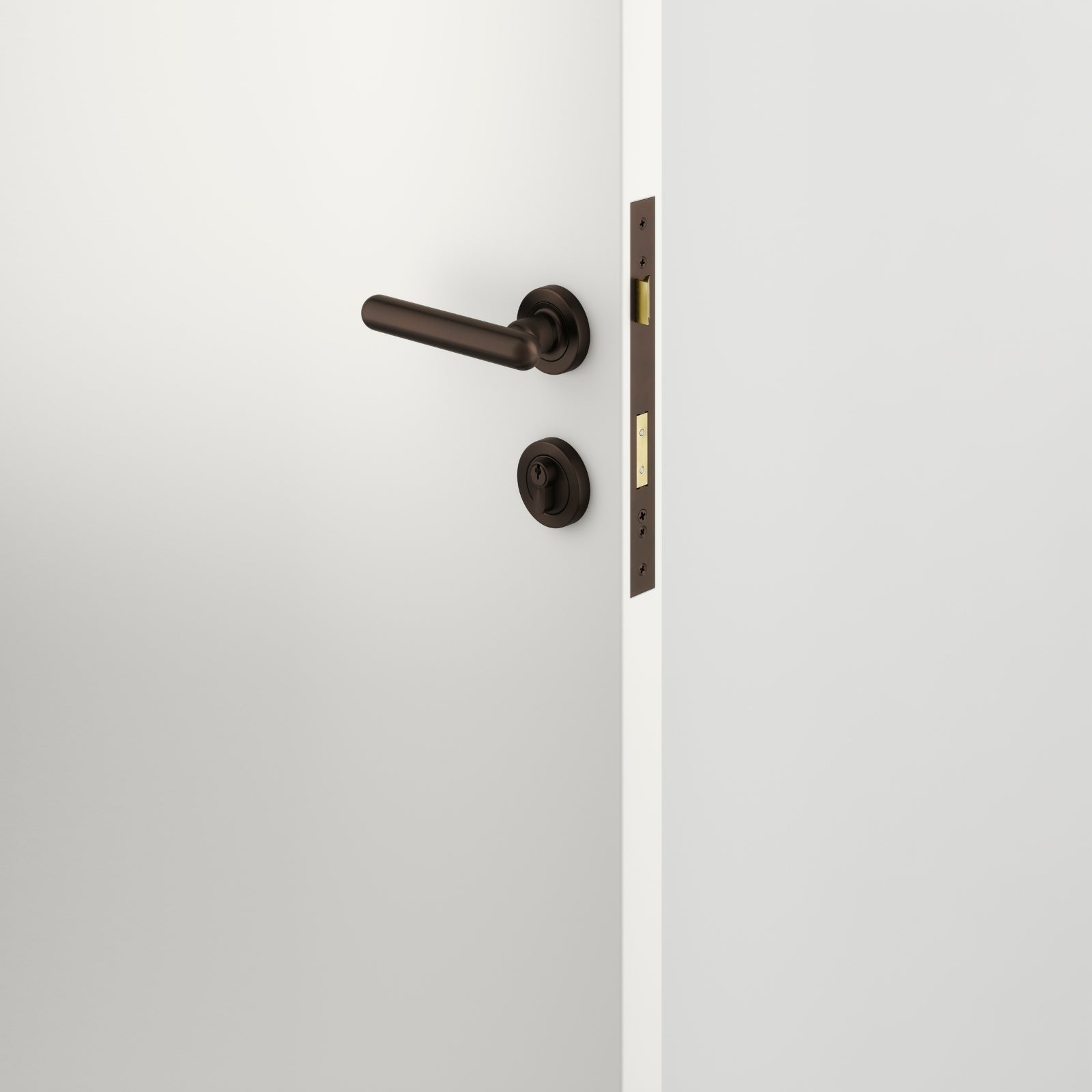 Lifestyle Iver Puerto Lever Round Rose Entrance Kit with Separate High Security Lock Key/Key Signature Brass 24002KENTR60KK - The Blue Space