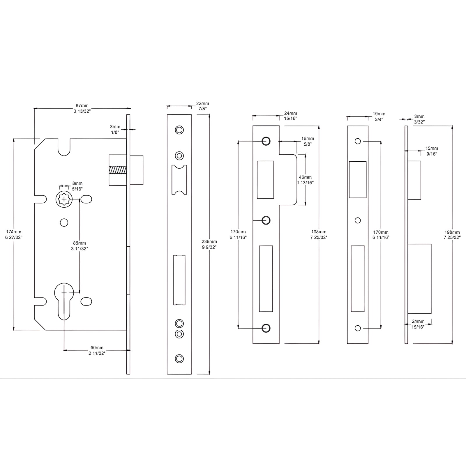 Mortice Lock Iver Puerto Lever Round Rose Entrance Kit with Separate High Security Lock Key/Key Signature Brass 24002KENTR60KK - The Blue Space