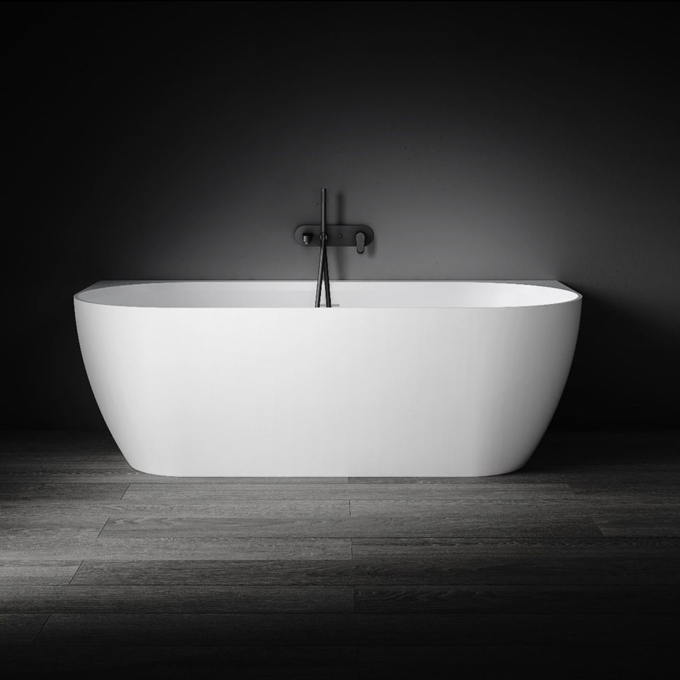 Kaskade Eleni VX105-1700 Back to Wall Stone Bath with Overflow