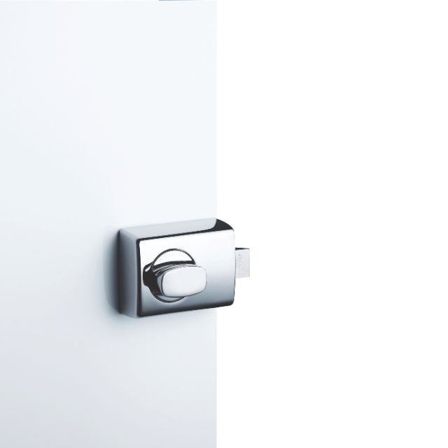 Lockwood 001 Double Cylinder Deadlatch Knob with Open In Strike Chrome Plate