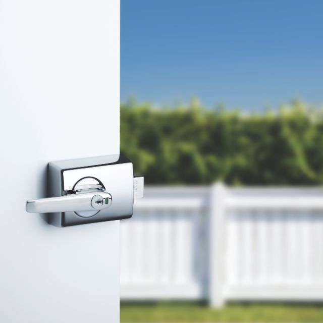 Lockwood 001 Double Cylinder Deadlatch Lever with Open In Strike Chrome Plate
