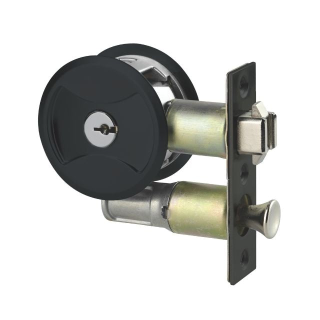 Lockwood Symmetry Round Cavity Sliding Door Entrance Set Matte Black Dp 7444MBKDP - The Blue Space
