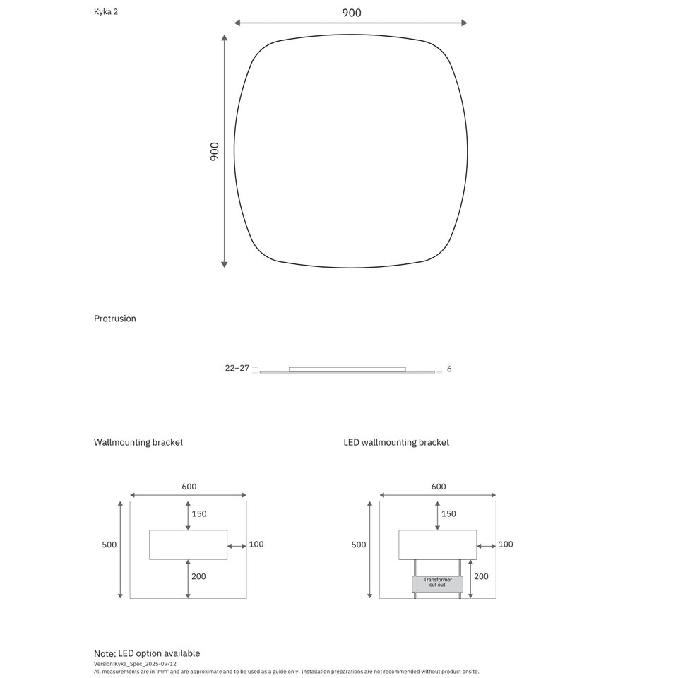 Marquis Kyka Frameless Mirror 750mm - 1200mm