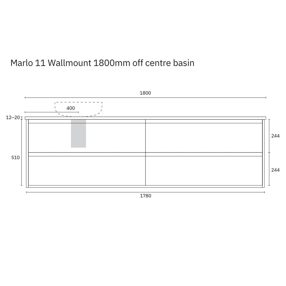 Marquis Marlo Wall Hung Vanity with Caesarstone, Vasari or Dekton Top