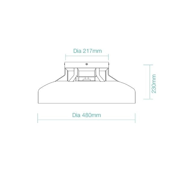 Line Drawing Martec Fantom DC 480mm Bladeless Ceiling Fan with LED Light White MFDC480W - The Blue Space