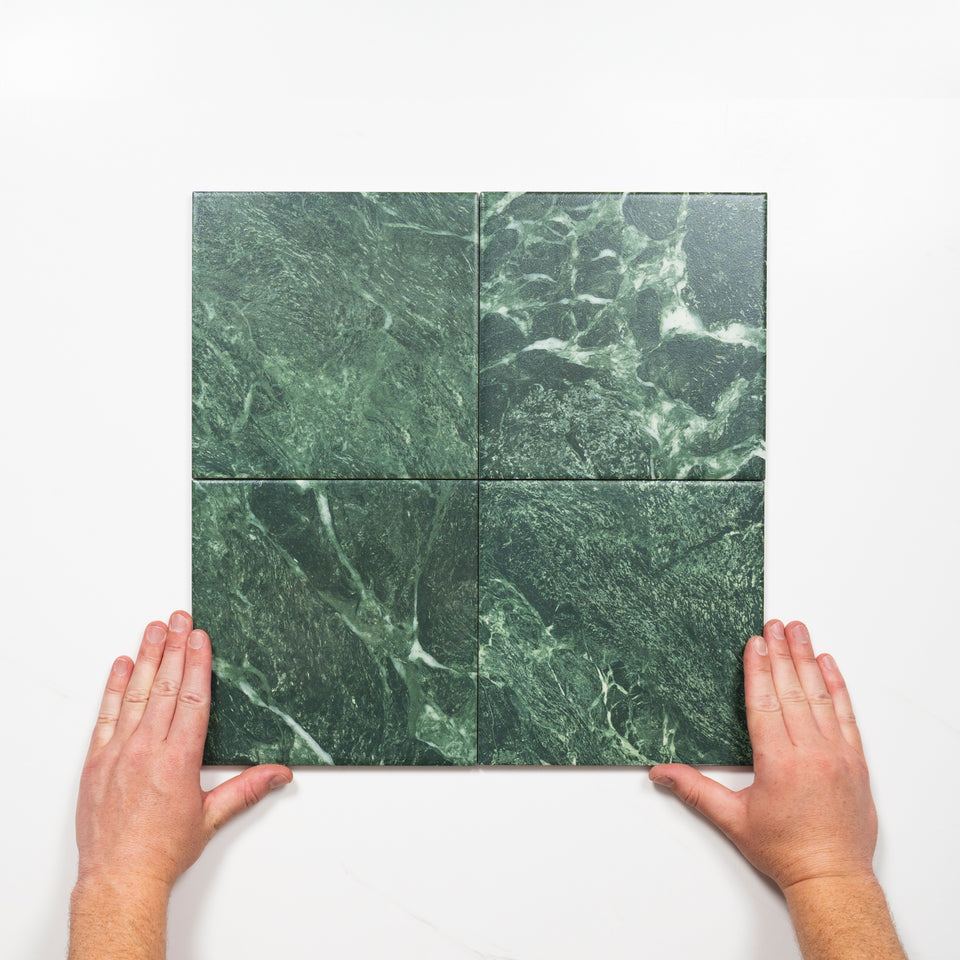 Matrix Green Marble Look Matte Porcelain Tile P3 200mm x 200mm