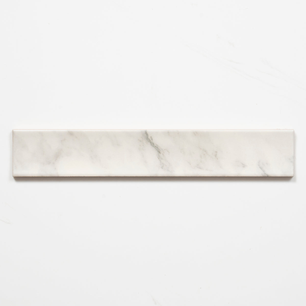 Single no Hand Matrix White Marble Look Satin Porcelain Concave Subway Tile 50mm x 300mm AMIWHS13 - The Blue Space