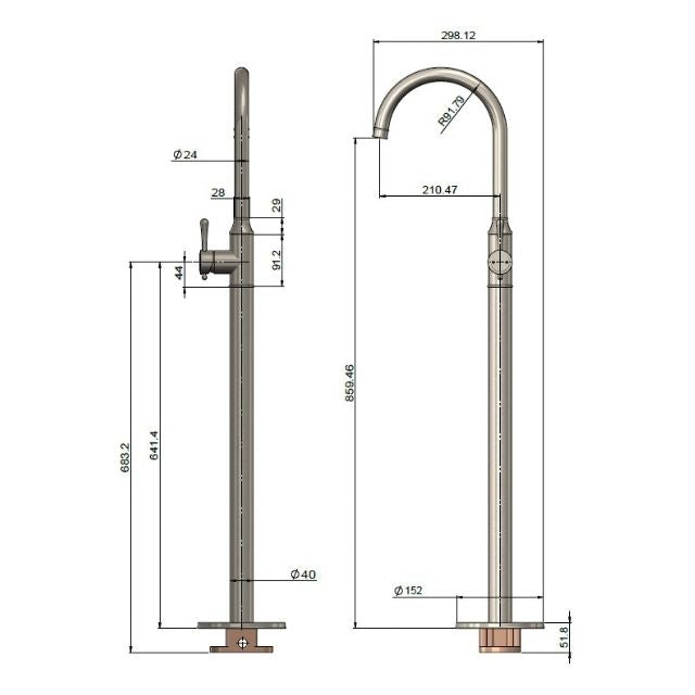 Meir Harrington Freestanding Bath Mixer Brushed Nickel