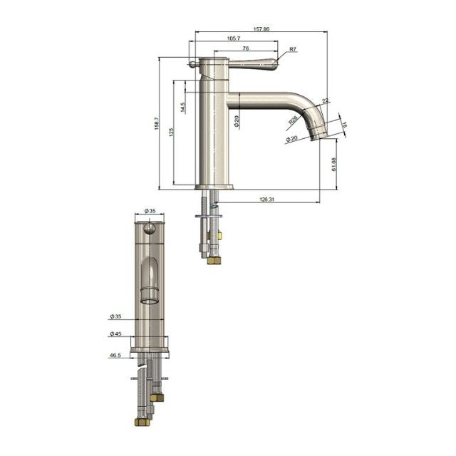 Meir Harrington Short Basin Mixer Brushed Nickel