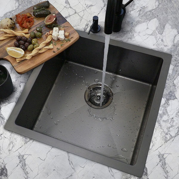 Meir Single Bowl PVD Kitchen Sink 440mm - Brushed Gun Metal at The Blue Space