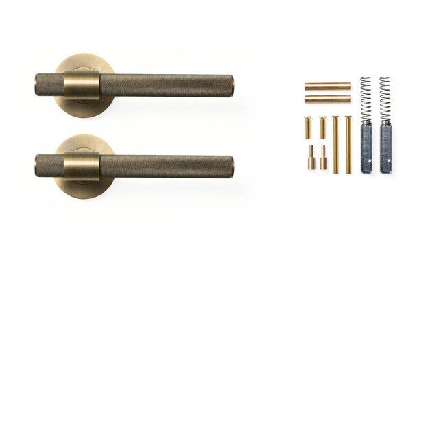 Momo Belgravia Knurled Dummy Lever Door Handle Set Dark Brushed Brass
