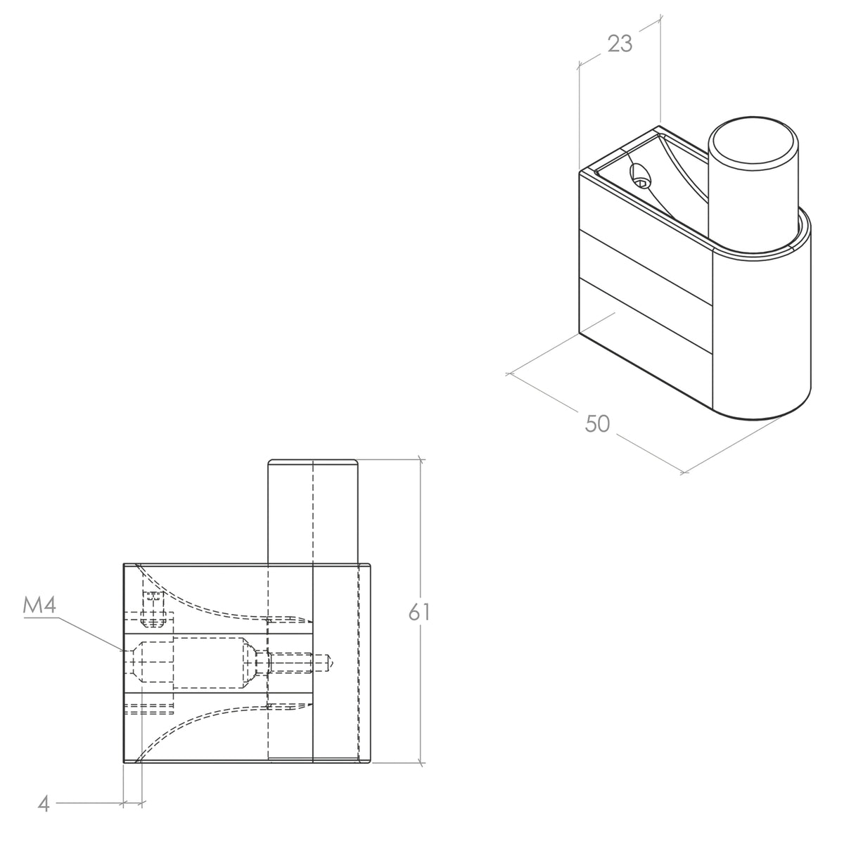 Line Drawing Momo Casey Wall Hook 50mm Matte Black C7043.050.MBL - The Blue Space