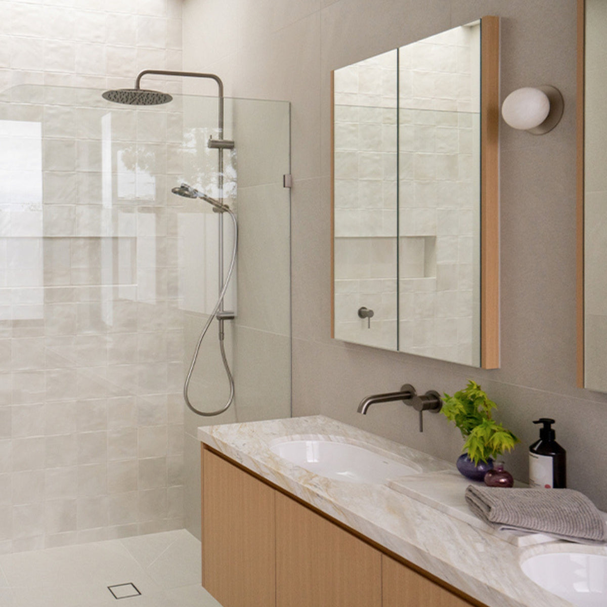 Caroma Urbane II Rail Shower 300mm Overhead Brushed Nickel 99630BN3A - The Blue Space