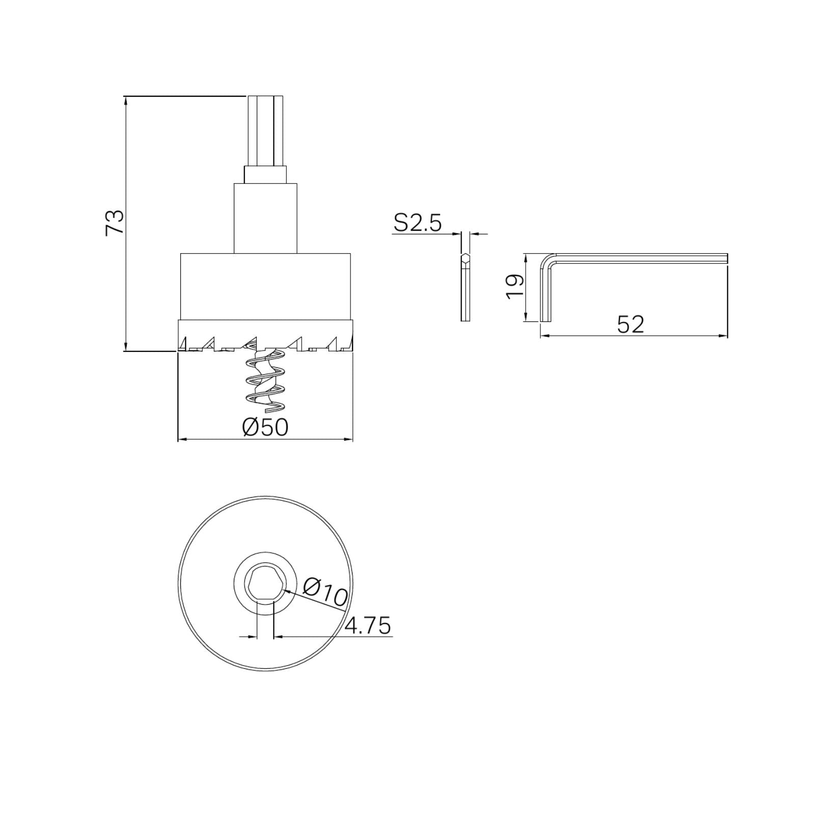Technical Drawing Nero 50mm Hole Saw Only NR002HS - The Blue Space