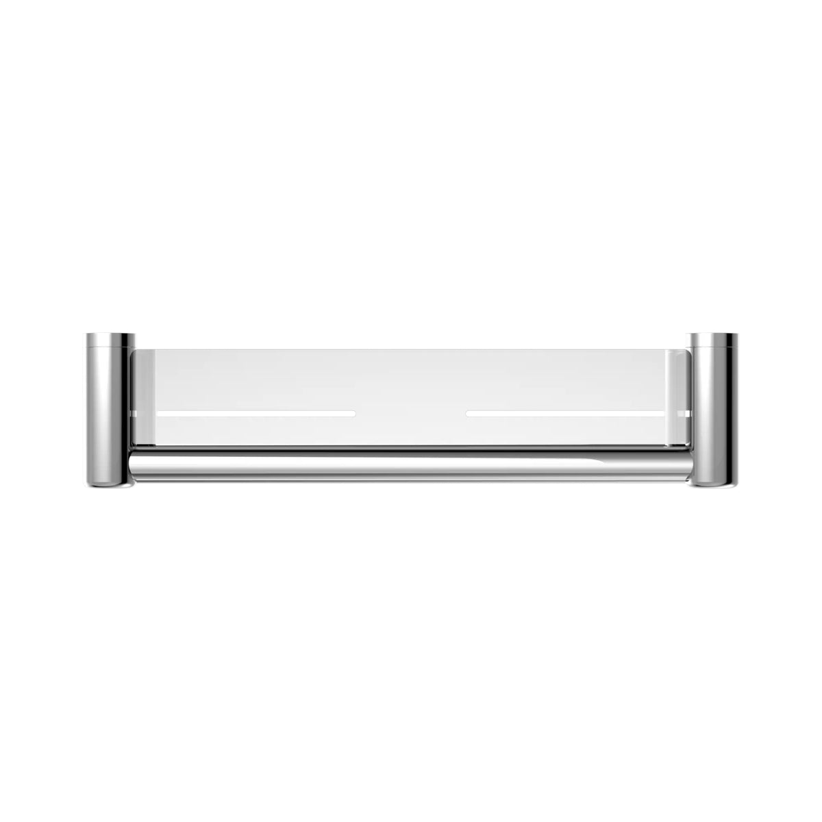 Side View Nero Mecca Care 25mm Grab Rail With Shelf 450mm Chrome NRCR2518CCH - The Blue Space