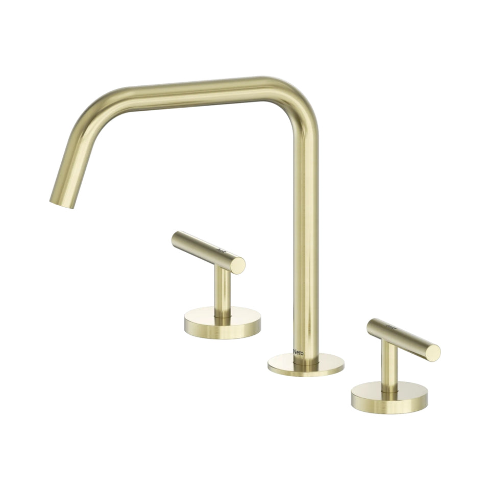 Nero Mecca Lever Bath/Kitchen Set Edge Spout II Brushed Gold