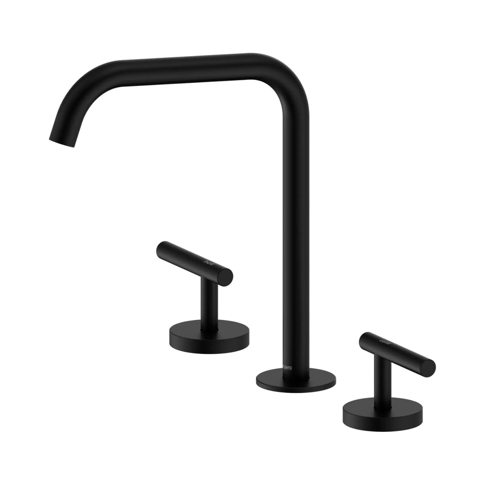 Nero Mecca Lever Bath/Kitchen Set Edge Spout Matte Black