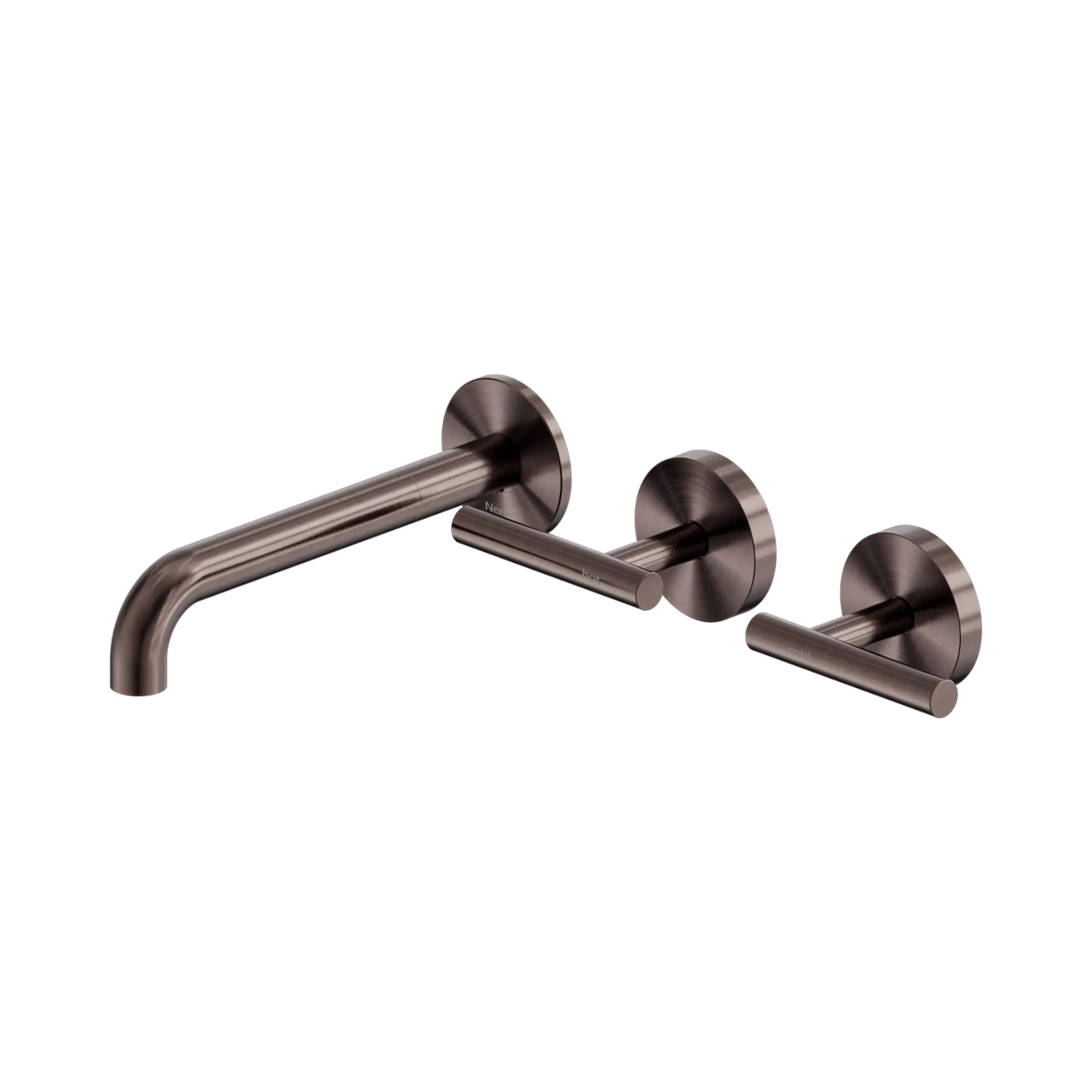Nero Mecca Lever Wall Basin/Bath Set 185mm Offset Spout Brushed Bronze 25D010BZ - The Blue Space