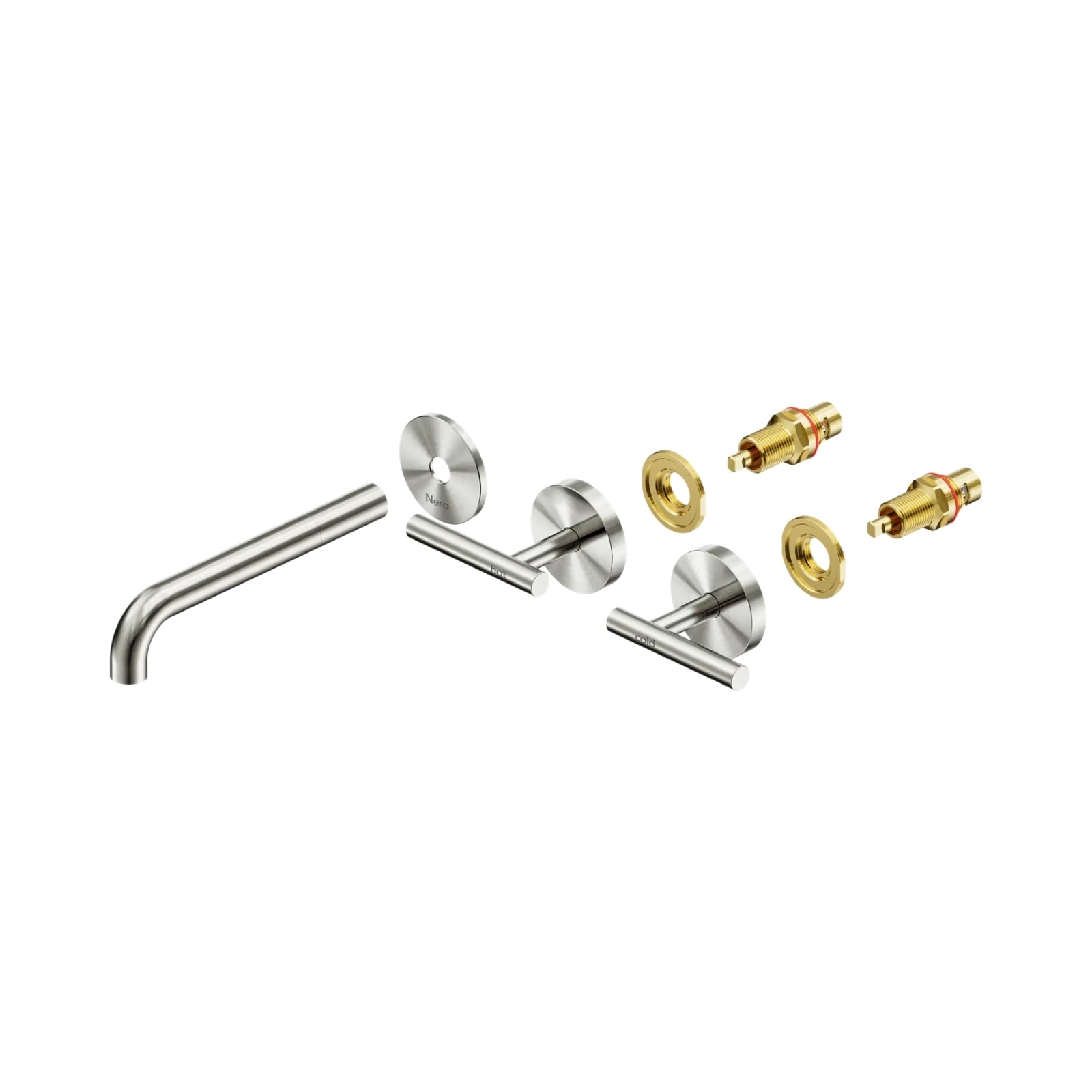 Side Nero Mecca Lever Wall Basin/Bath Set 185mm Spout Trim kits Only Brushed Nickel 25D020BN - The Blue Space
