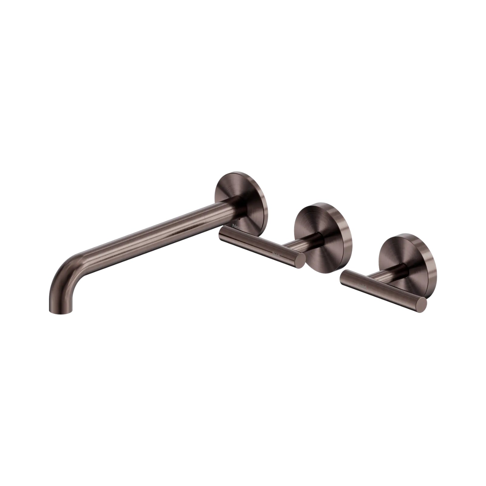 Nero Mecca Lever Wall Basin/Bath Set 220mm Offset Spout Brushed Bronze 25D011BZ - The Blue Space