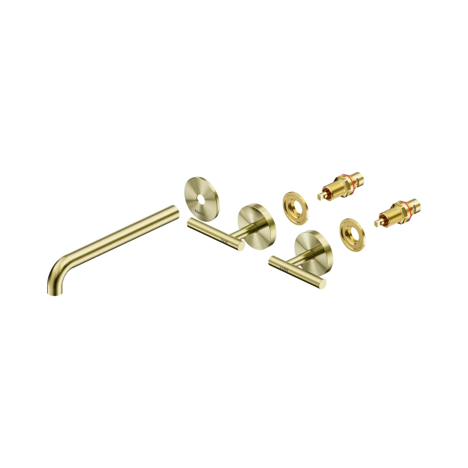 Side Nero Mecca Lever Wall Basin/Bath Set 220mm Spout Trim kits Only Brushed Gold 25D021BG - The Blue Space