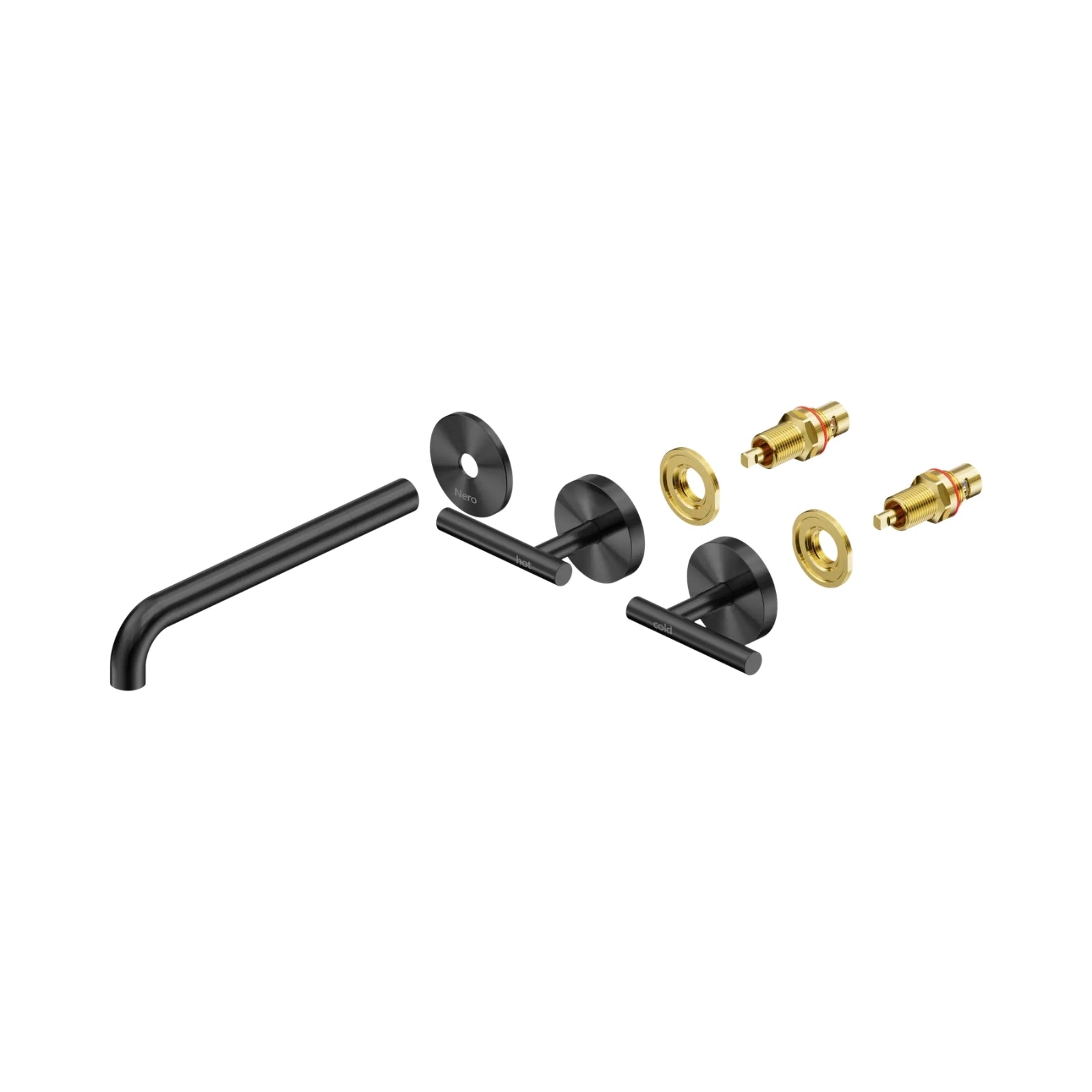 Side Nero Mecca Lever Wall Basin/Bath Set 220mm Spout Trim kits Only Gun Metal 25D021GM - The Blue Space