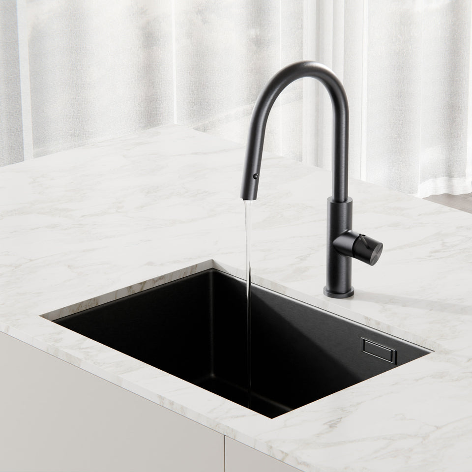Nero Mecca Smart Sensor Pull Out Kitchen Mixer Gun Metal