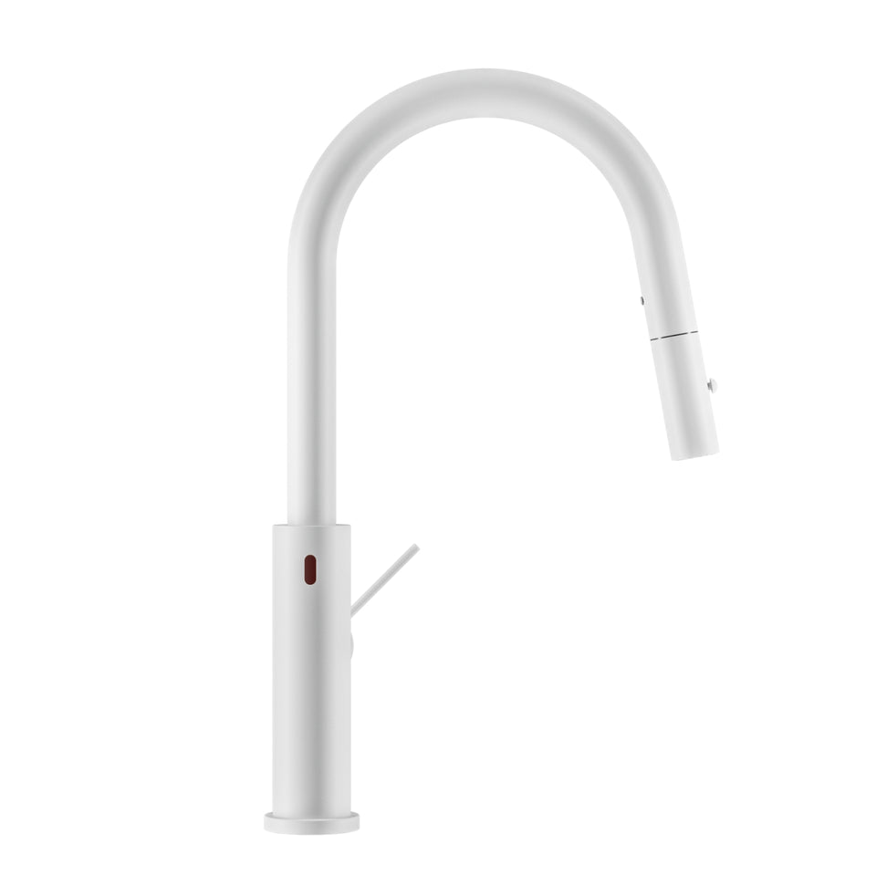 Nero Mecca Smart Sensor Pull Out Kitchen Mixer Matte White