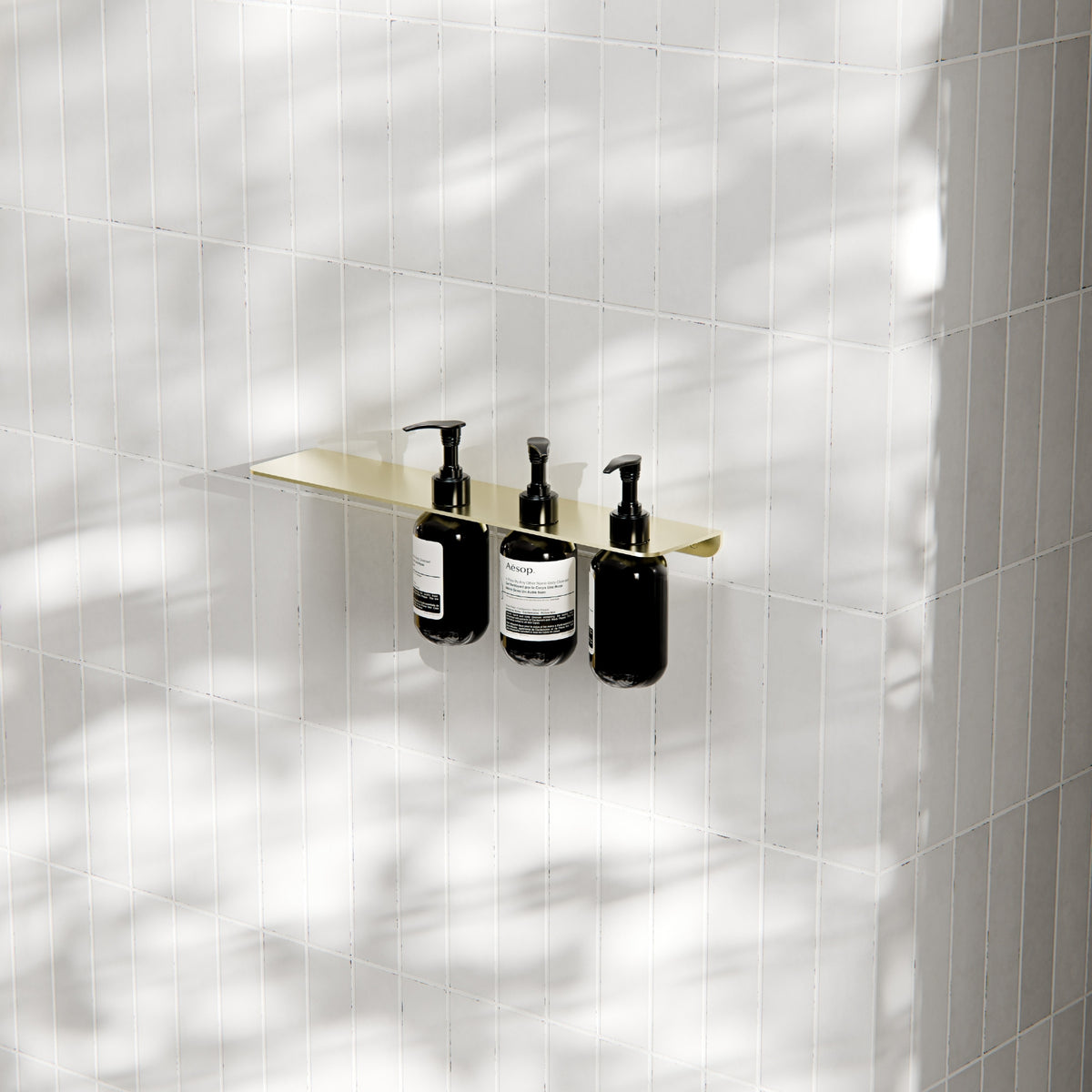 Lifestyle Nero Mecca Triple Soap Bottle Holder With Shelf Brushed Gold NR1985CBG - The Blue Space