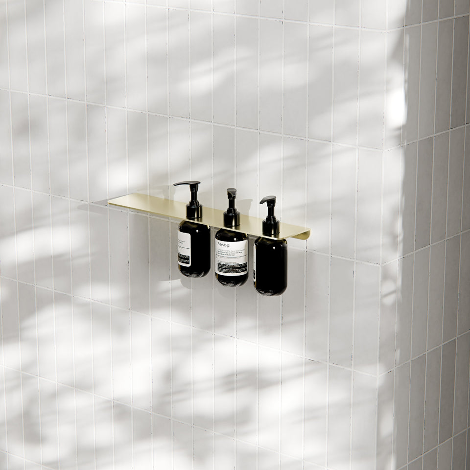 Nero Mecca Triple Soap Bottle Holder With Shelf Brushed Gold