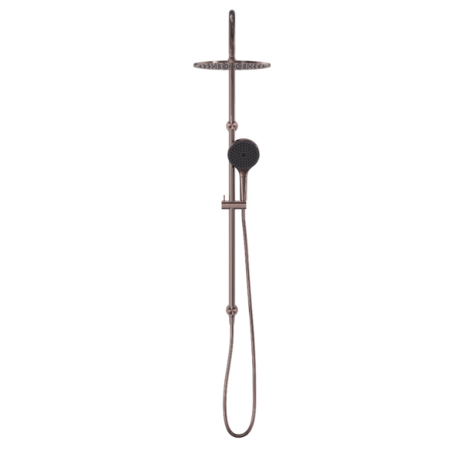 Front Nero Mecca Twin Shower with Air Shower II Brushed Bronze NR221905HBZ - The Blue Space