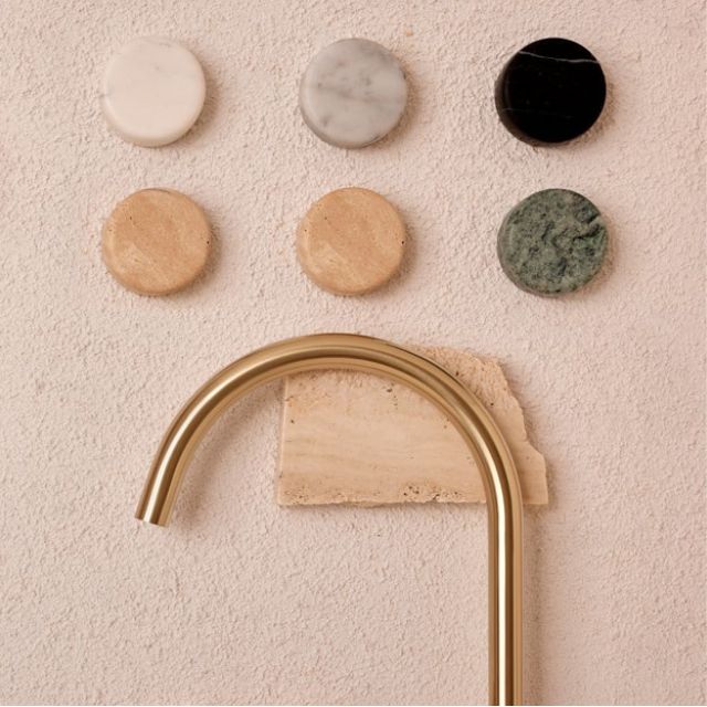 Nero Serenity Bath/Kitchen Set Arc Spout With Carrara Handle Brushed Gold 24D017BG - The Blue Space