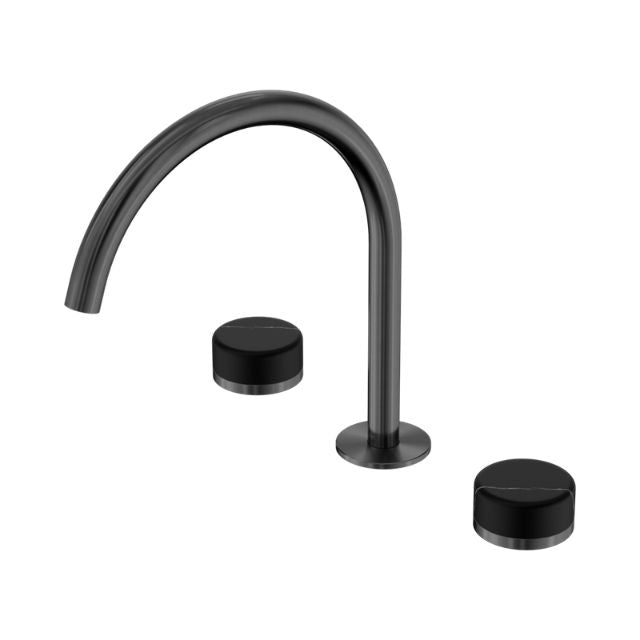 Nero Serenity Bath/Kitchen Set Arc Spout With Marquina Black Handle Gun Metal