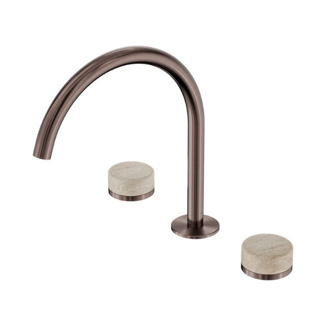 Nero Serenity Bath/Kitchen Set Arc Spout With Rome Travertine Handle Brushed Bronze