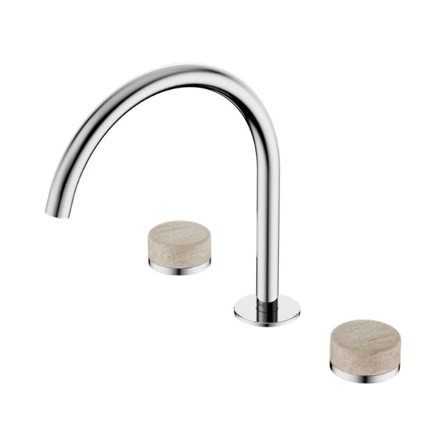 Nero Serenity Bath/Kitchen Set Arc Spout With Rome Travertine Handle Chrome