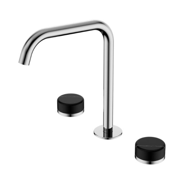 Nero Serenity Bath/Kitchen Set Edge Spout With Marquina Black Handle Chrome
