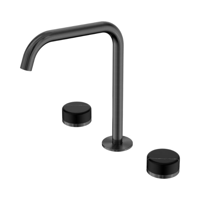 Nero Serenity Bath/Kitchen Set Edge Spout With Marquina Black Handle Gun Metal