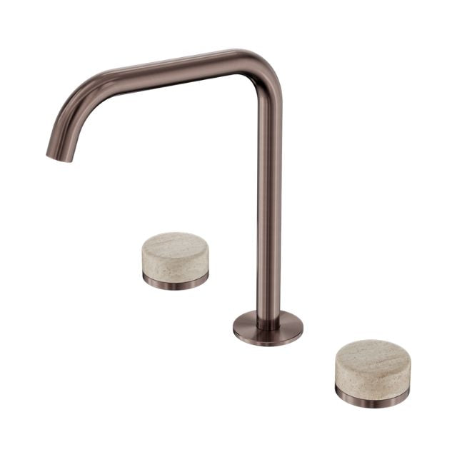 Nero Serenity Bath/Kitchen Set Edge Spout With Rome Travertine Handle Brushed Bronze
