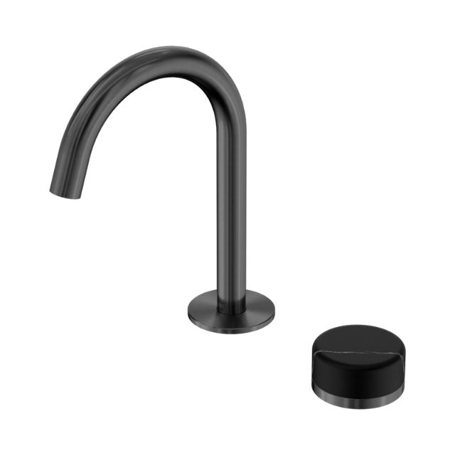Nero Serenity Progressive Basin Mixer Arc Spout With Marquina Black Handle Gun Metal