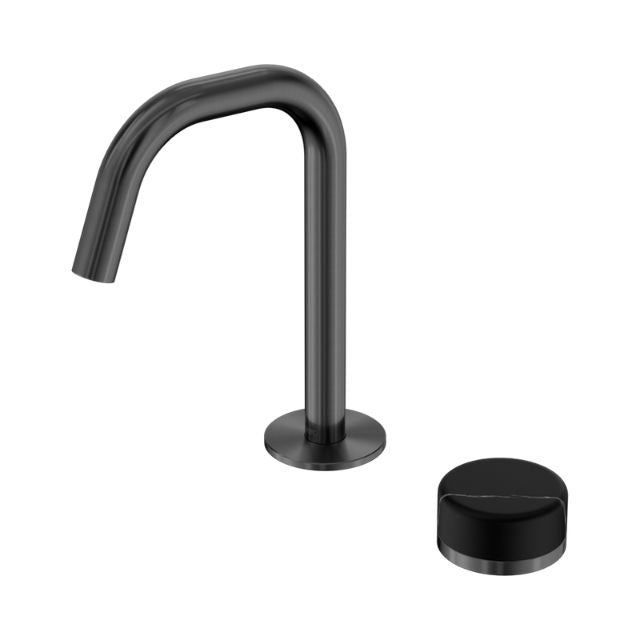 Nero Serenity Progressive Basin Mixer Edge Spout With Marquina Black Handle Gun Metal