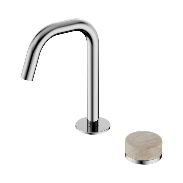 Nero Serenity Progressive Basin Mixer Edge Spout With Rome Travertine Handle Chrome