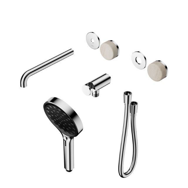 Nero Serenity Progressive Shower System With Spout With Rome Travertine Handle And Serenity Hand Shower Trim Kit Only Chrome 24E087CH - The Blue Space