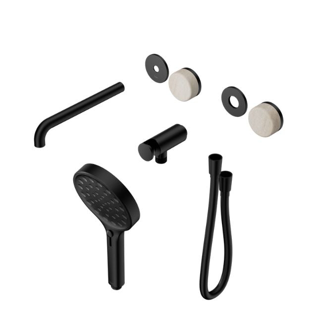 Nero Serenity Progressive Shower System With Spout With Rome Travertine Handle And Serenity Hand Shower Trim Kit Only Matte Black 24E087MB - The Blue Space