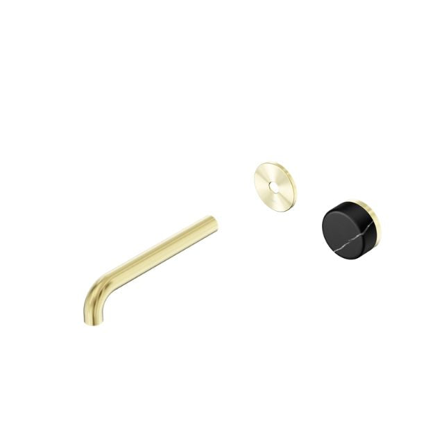 Nero Serenity Progressive Wall Basin Mixer 185mm Spout With Marquina Black Handle Trim Kit Only Brushed Gold 24E126BG - The Blue Space