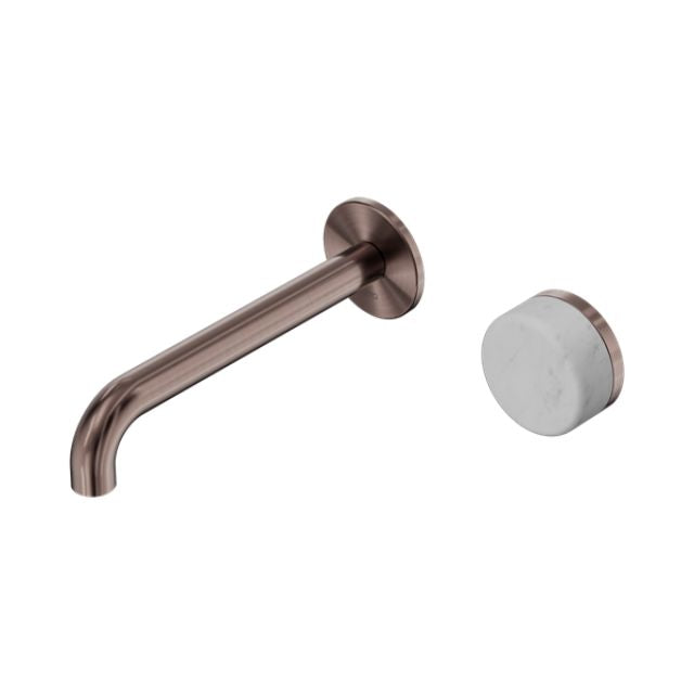 Nero Serenity Progressive Wall Basin Mixer 220mm Spout With Carrara Handle Brushed Bronze 24E073BZ - The Blue Space