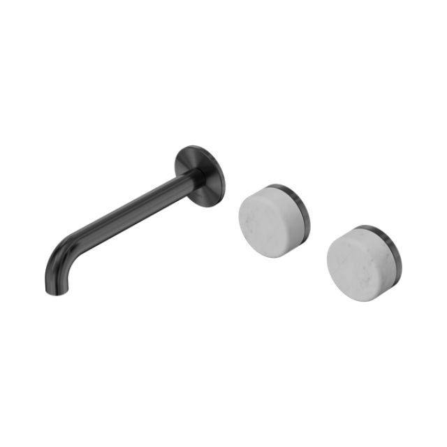Nero Serenity Wall Basin Set 160mm Offset Spout With Carrara Handle Gun Metal