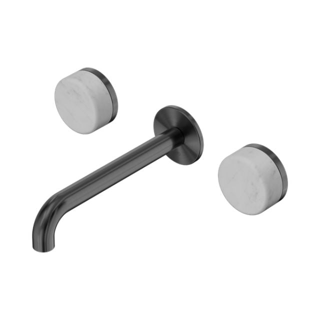 Nero Serenity Wall Basin Set 160mm Spout With Carrara Handle Gun Metal