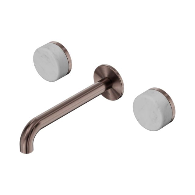 Nero Serenity Wall Basin Set 220mm Spout With Carrara Handle Brushed Bronze 24D047BZ - The Blue Space