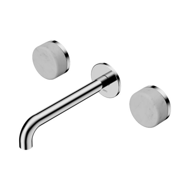 Nero Serenity Wall Basin Set 220mm Spout With Carrara Handle Chrome 24D047CH - The Blue Space