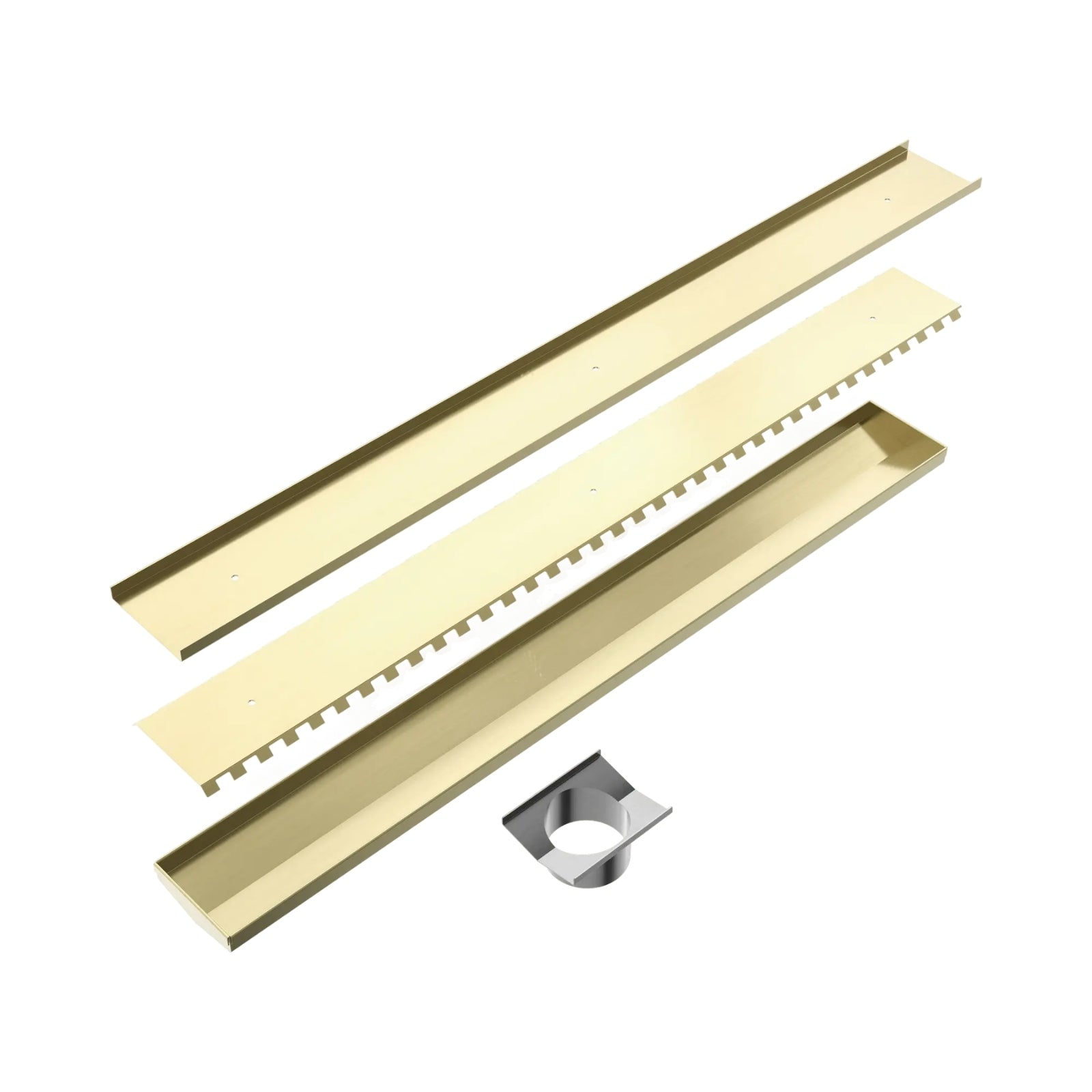 Parts Nero Tile Insert V Channel 900x106mm Floor Grate 90mm Outlet Brushed Gold NRFG001HSBG_KIT - The Blue Space